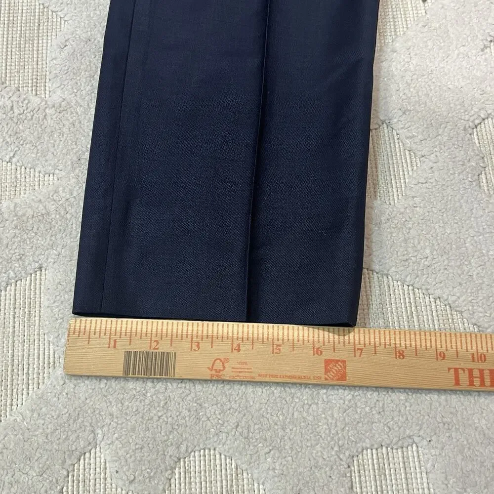 INCOTEX Pants Mens 34 (33x30) Slowear Classic Fit Wool Trousers Navy Blue EUC